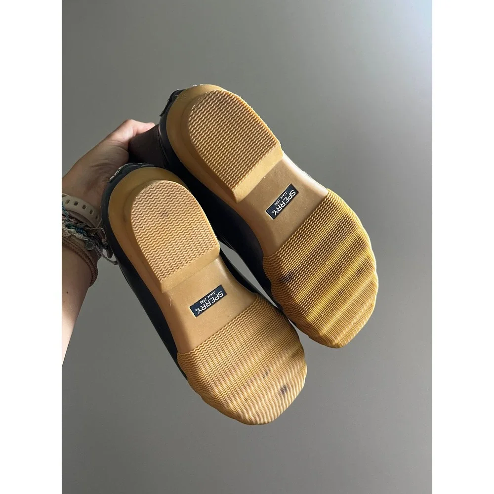 Sperry Saltwater Duck Boots Navy Brown Side Zip Womens 5 / 37 Rain Snow Gorpcore